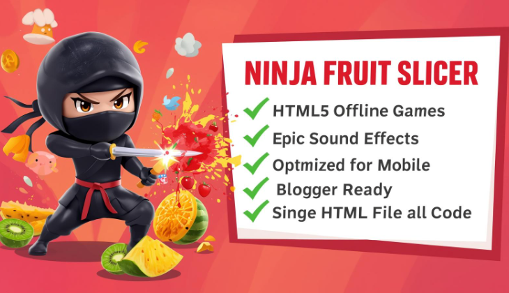 FRUZO NINJA SLICER – HTML5 Offline Fruit Cutting Game | Blogger & WordPress Ready