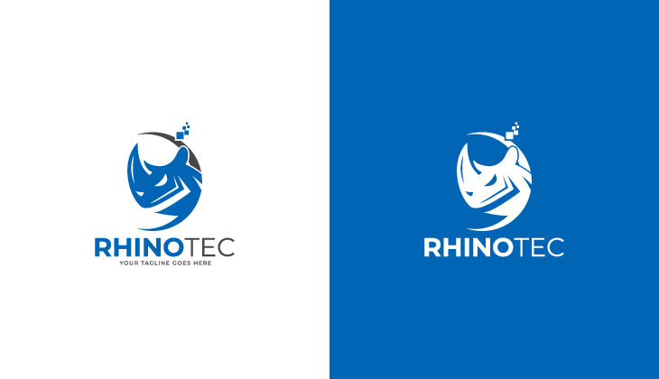 Rhino Tec Logo Pixels Data IT Vector