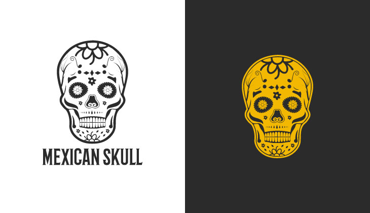 Yellow & Black Mexican Skull Logo